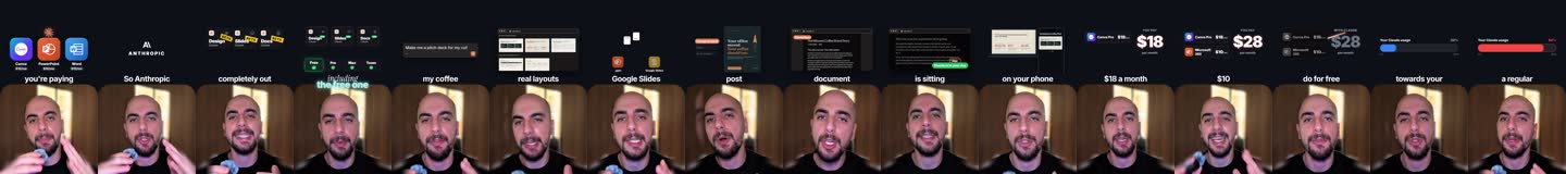 Frames of the reel along the timeline